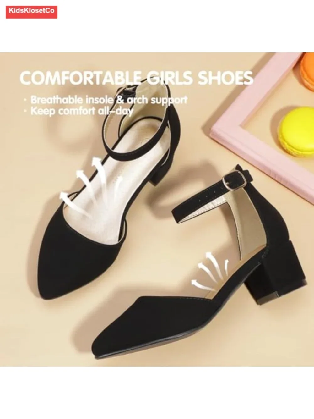 Girls Dress Shoes High Heels Sandals Ankle Strap Mary Jane Wedding Party Pump